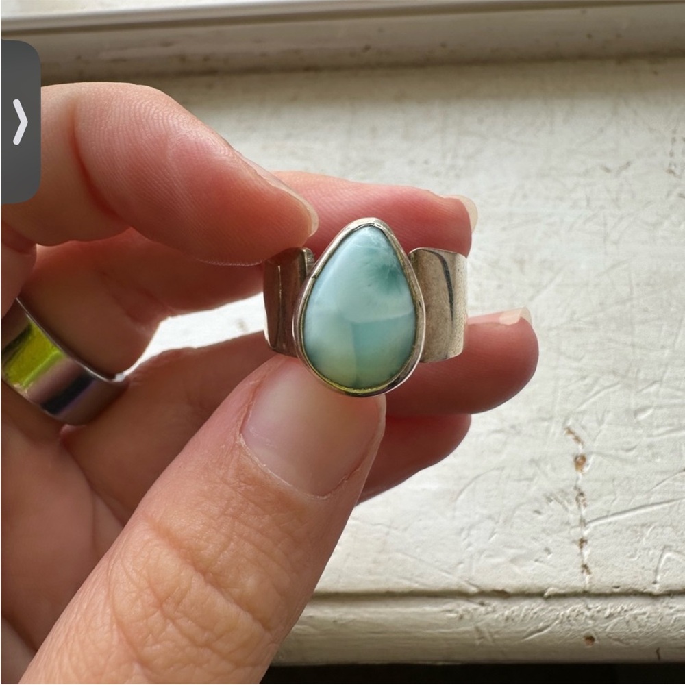 Larimar 925 sterling silver ring.wide band - Picture 5 of 5